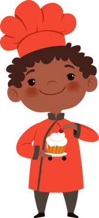 Little Kid Baking Cupcake  Illustration
