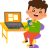 kid using laptop illustration free download