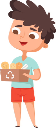 Little kid holding recycling bulb Illustration