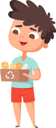 Little kid holding recycling bulb  Illustration