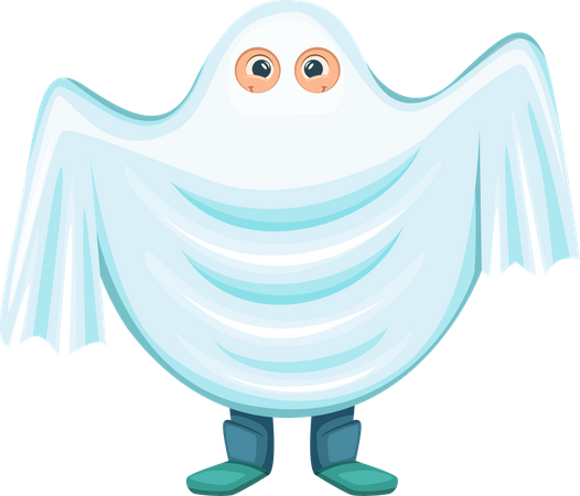 Little Kid In Ghost Costume Illustration