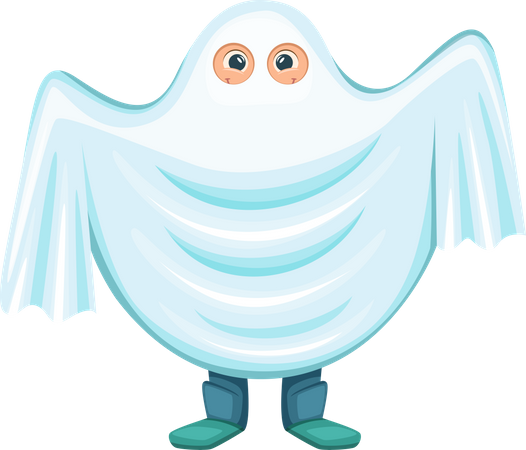 Little Kid In Ghost Costume  Illustration