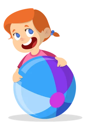 Little kid play with ball Illustration