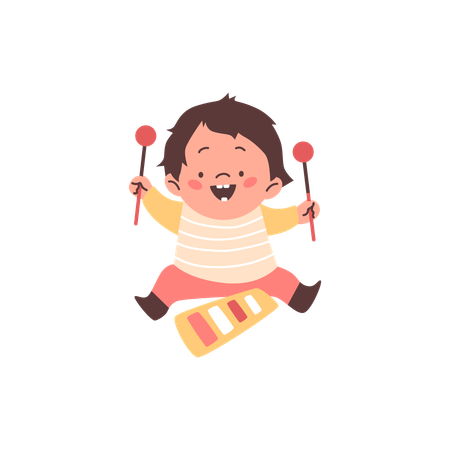 Little kid playing drum  Illustration