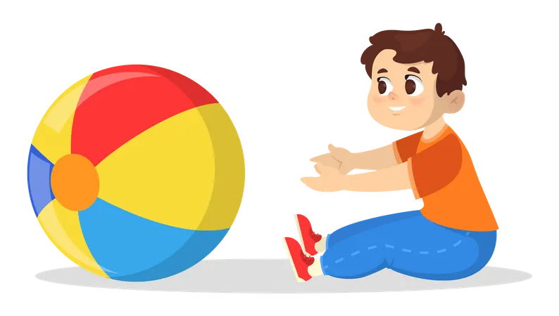 Little kid playing with ball Illustration