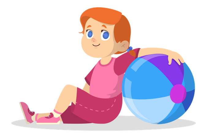 Little kid playing with ball Illustration
