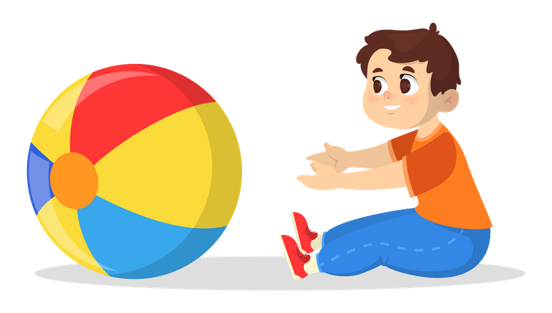 Little kid playing with ball  Illustration