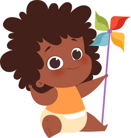 Little kid playing with toy  Illustration