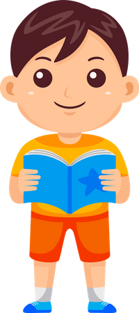 Little Kid reading book  Illustration