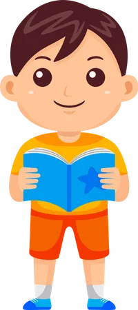 Little Kid reading book  Illustration