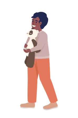 Little kid with fluffy bear toy  Illustration
