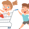 illustrations of kids in supermarket
