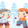 illustration for little kids playing snowball