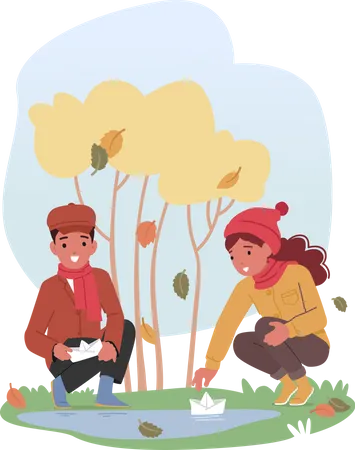 17 Kids Playing Park In Autumn Illustrations - Free in SVG, PNG, EPS -  IconScout