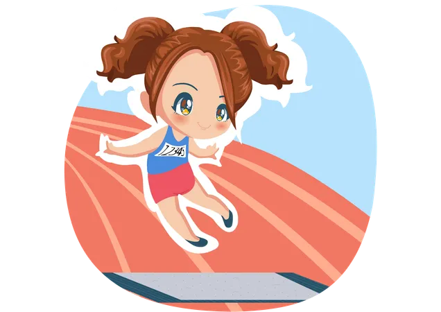 Long Jump Chibi Girl Illustration Illustration