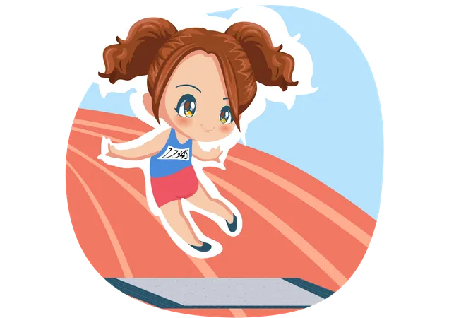 Little Long Jump Girl  Illustration