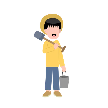 Little male farmer  Illustration