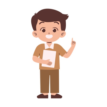 Little Male Teacher with Paper  Illustration