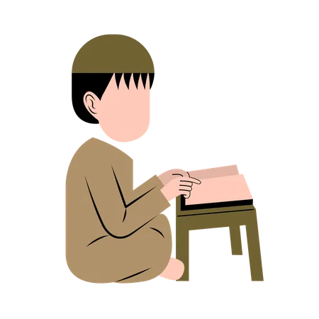 Little muslim Boy Reading Quran  Illustration