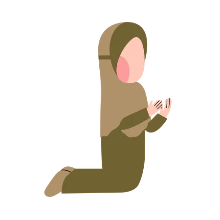 Character Of Muslim Girl Praying Illustration