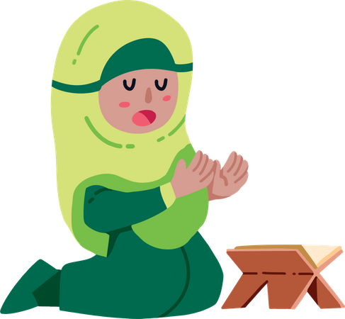 Little muslim girl Praying  Illustration