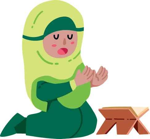 Little muslim girl Praying  Illustration