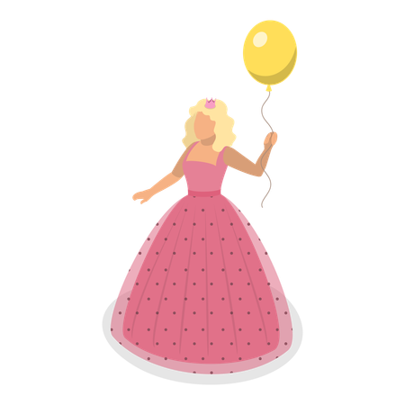 Little princess holding balloon  Illustration