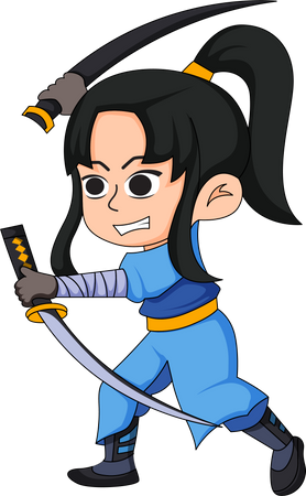 Little Samurai girl  Illustration