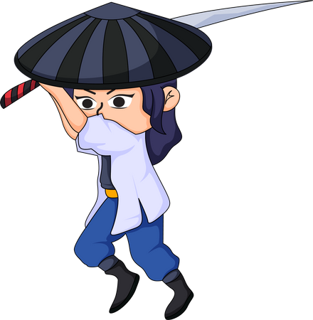 Little Samurai with sword  Illustration