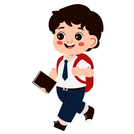 Little school boy going school  Illustration