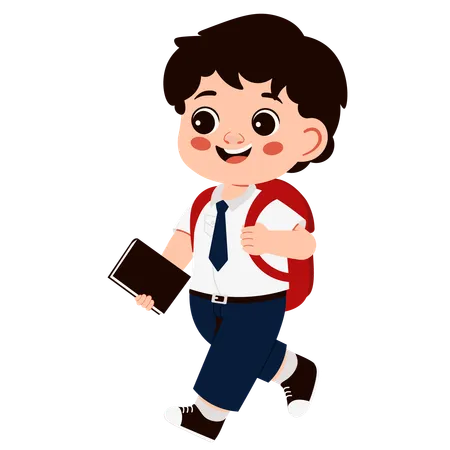 Little school boy going school  Illustration