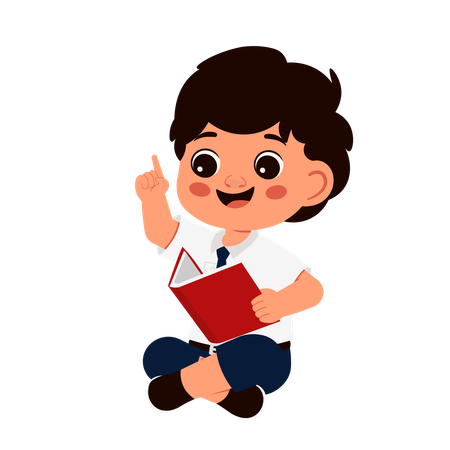 Little school boy reading book  Illustration