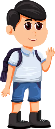 Little School Boy waving hand  Illustration