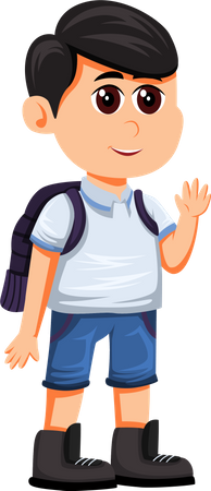 Little School Boy waving hand  Illustration