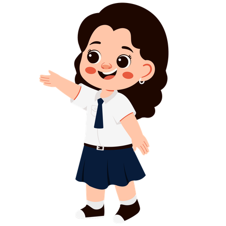 Little school girl calling friend  Illustration