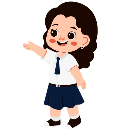 Little school girl calling friend  Illustration