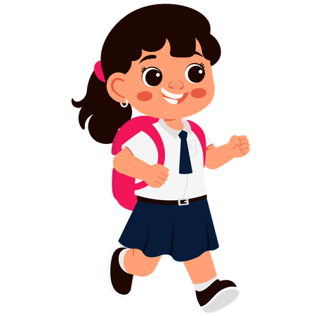 Little school girl going school  Illustration