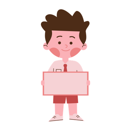 Little School Girl Holding Empty Board  Illustration