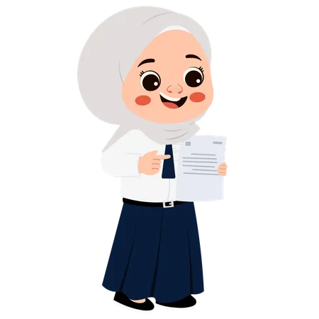 Little school girl showing test result  Illustration