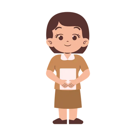 Little School Teacher holding paper  Illustration