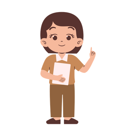 Little School Teacher holding paper  Illustration