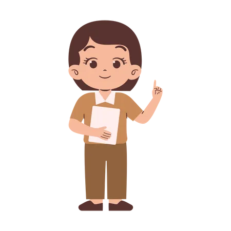 Little School Teacher holding paper  Illustration