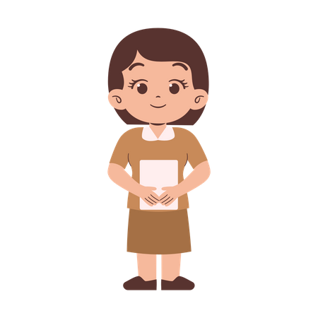 Little School Teacher holding paper  Illustration