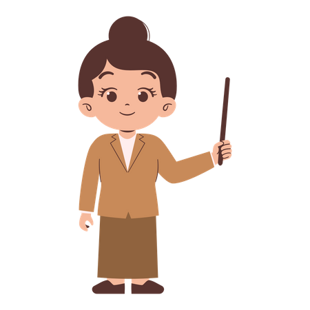 Little School Teacher holding Stick  Illustration