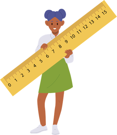 Little schoolgirl holding ruler  Illustration