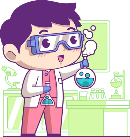 Little scientist doing experiment  Illustration