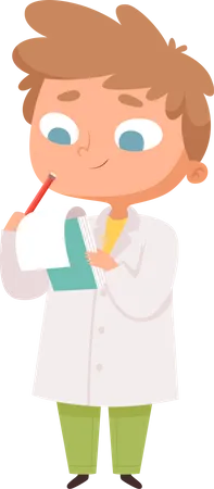 Little Scientist write research note Illustration