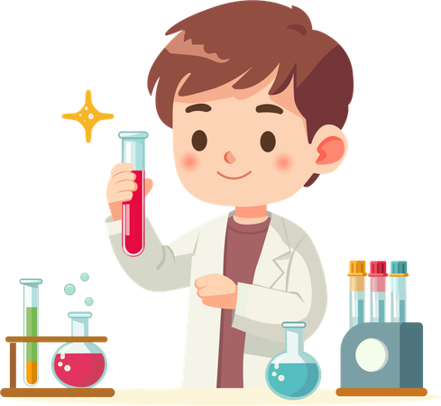 Little scientists doing science experiments  Illustration