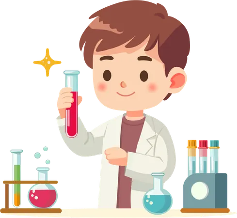 Little scientists doing science experiments  Illustration