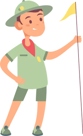 Little scout boy holding flag  Illustration